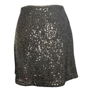 Banana Republic Size 6 Black Sequin Mini Skirt Side Zip Double Lined Holiday